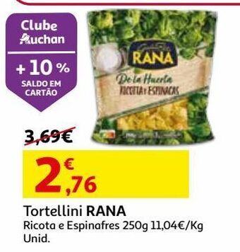 Auchan Tortellini ricotta rana e espinafres frescos 250 g promoção