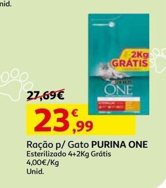 Auchan Ração gato one est. 4+ 2kg grátis promoção