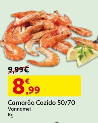 Auchan Camarão cozido 50/70 vannamei kg promoção