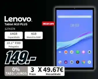 MediaMarkt Lenovo Tablet M10 Plus promoção