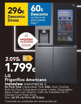 Worten LG Frigorifico Americano Instaview promoção