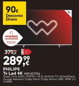 Worten Philips TV led 4K promoção
