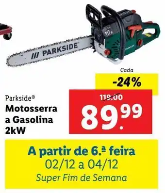Lidl Motosserra à gasolina parkside promoção