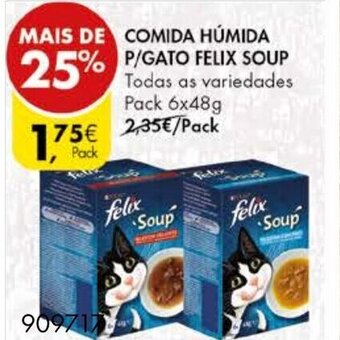 Pingo Doce Comida Húmida P/Gato Felix Soup 6x48g promoção