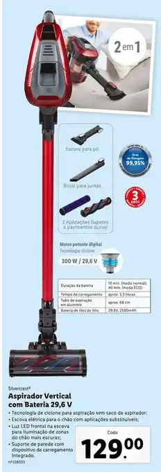 Lidl Aspirador Vertical com Bateria 29,6V promoção
