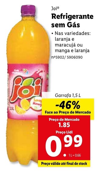 Lidl Joi Refrigerante sem Gás 1,5L promoção