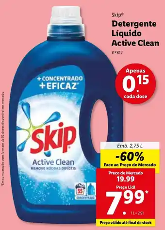 Lidl Skip Detergente Líquido Active Clean 2,75L promoção