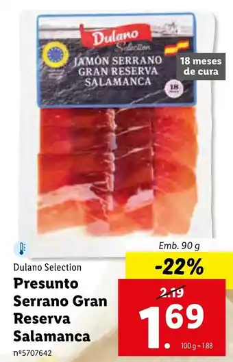 Lidl Presunto Serrano Gran Reserva Salamanca 90g promoção