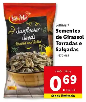 Lidl Sementes de Girassol Torradas e Salgadas 130g promoção