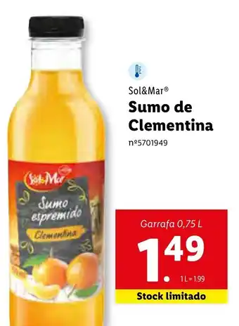 Lidl Sumo de Clementina 0,75L promoção