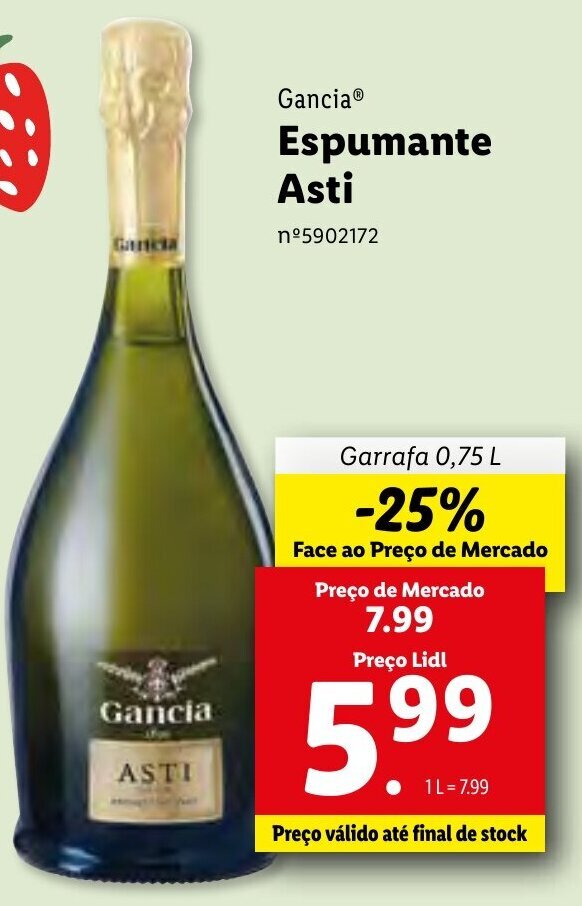 Promoção Espumante Asti 0,75L em Lidl