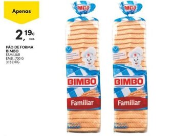 Continente Pao de Forma Bimbo 700g promoção