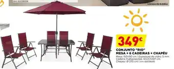 Bricomarché Conjunto "Rio" Mesa 150x90cm+ 6 Cadeiras 65x57x107cm + Chapéu ø270cm promoção