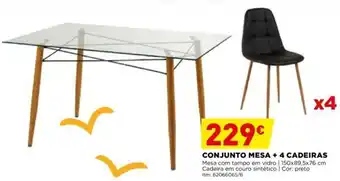 Bricomarché Conjunto Mesa + 4 Cadeiras 150x89,5x76cm promoção