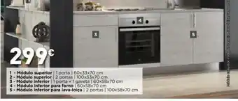 Bricomarché Módulo Inferior 1 Porta + 1 Gaveta 60x58x70cm/ Módulo Inferior para Forno 60x58x70cm promoção