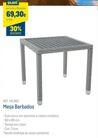 Makro Mesa Barbados 80x80cm promoção