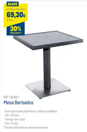 Makro Mesa Barbados 70x70cm promoção