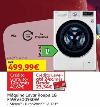 Auchan Máquina lavar roupa lg f4wv5009s0w promoção