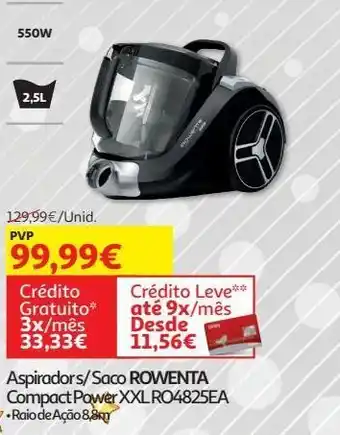 Auchan Aspirador sem saco rowenta compact power xxl ro4825ea promoção