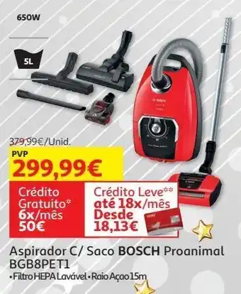 Auchan Aspirador c/saco bosch proanimal bgb8pet1 promoção