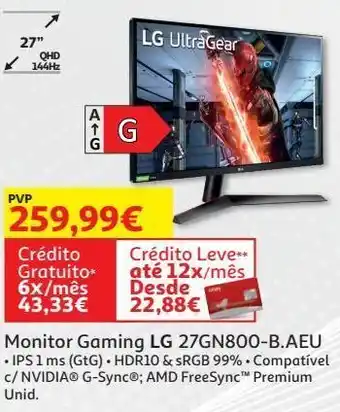 Auchan Monitor gaming lg 27gn800-b.aeu promoção