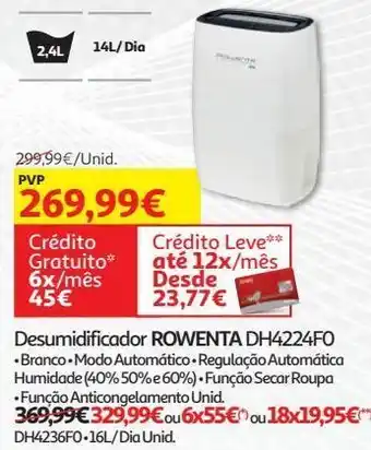 Auchan Desumidificador rowenta promoção