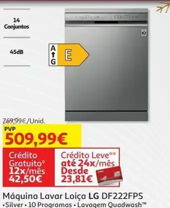 Auchan Maquina lavar loiça lg df222fps promoção