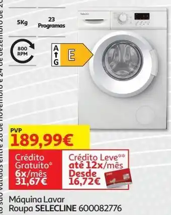 Auchan Máquina lavar roupa selecline 600082776 promoção