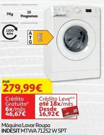 Maquina lavar roupa indesit mtwa 71252 w spt