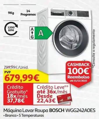 Maquina lavar roupa bosch wgg242a0es