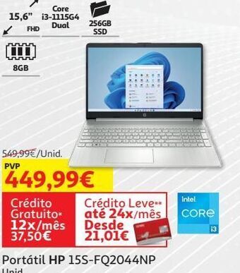 Auchan Portátil hp 15s-fq2044np promoção