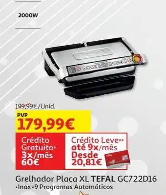 Grelhador placa xl tefal xl gc722d16