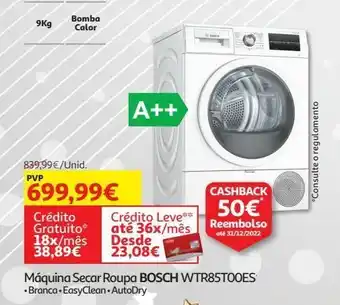 Auchan Máquina de secar roupa bosch wtr85t00es promoção