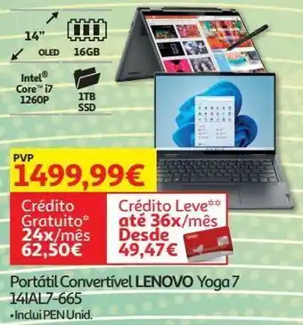 Auchan Portátil convertível lenovo yoga 7 14ial7-665 promoção