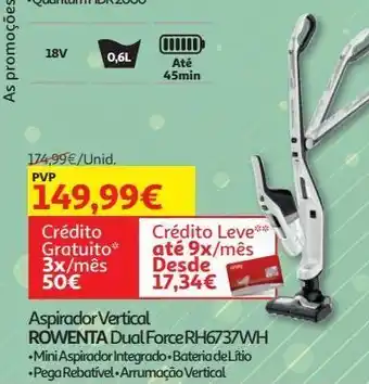 Auchan Aspirador vertical rowenta dual force rh6737wh promoção