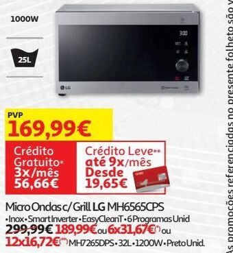 Auchan Micro ondas c/grill lg promoção