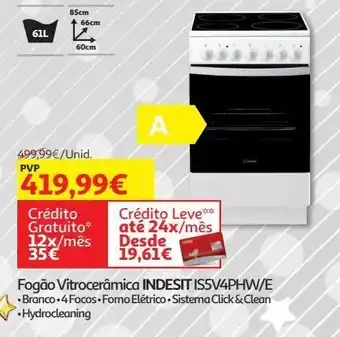 Auchan Fogão vitrocerâmica indesit is5v4phw/e promoção