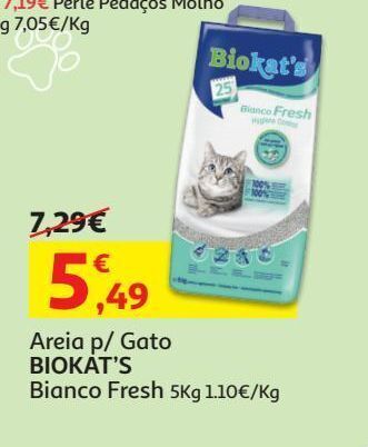 Areia p/ gato biokat's bianco fresh 5kg