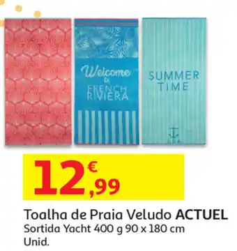 Auchan Toalha de Praia Veludo Actuel 400g 90x180cm promoção