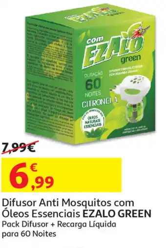 Auchan Difusor Anti Mosquitos com Óleo Essenciais Ezalo Greem 60 Noites promoção