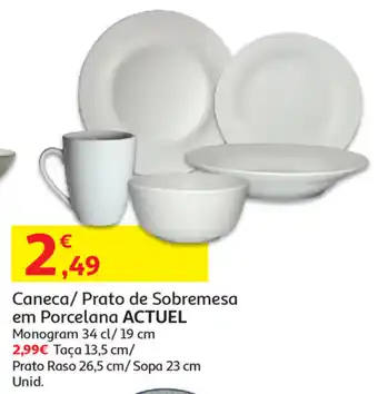 Caneca/ Prato de Sobremesa em Porcelana Actuel 34cl
