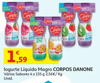 Auchan Iogurte Líquido Magro Corpos Danone 4x155g promoção
