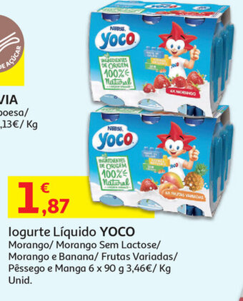 Auchan Iogurte Líquido Yoco 6x90g promoção