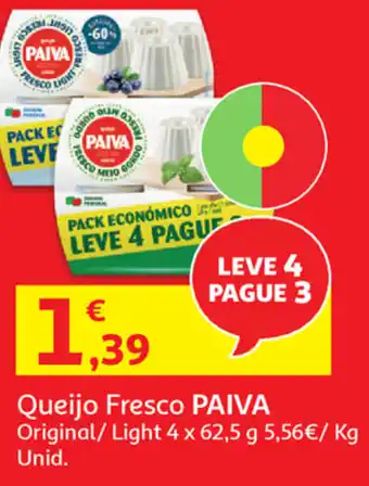 Auchan Queijo Fresco Paiva 4x62,5g promoção