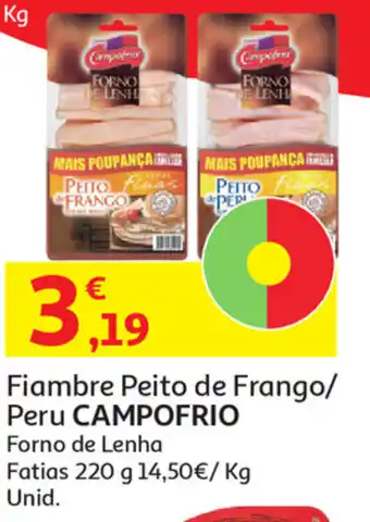 Auchan Fiambre Peito de Frango/ Peru Campofrio 220g promoção