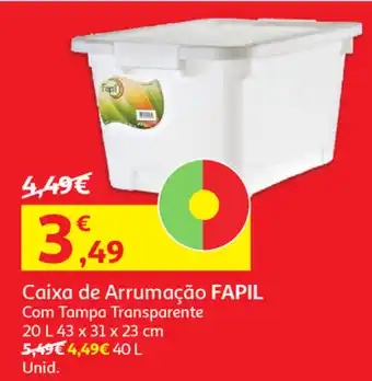 Auchan Caixa de Arrumação Fapil 20L 43x31x23cm promoção