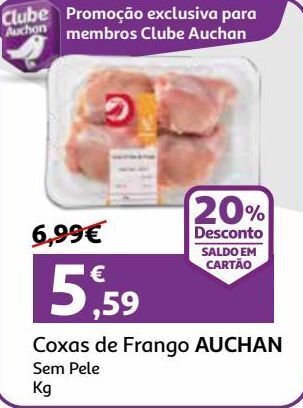 Auchan Coxas de frango s/pele auchan kg promoção
