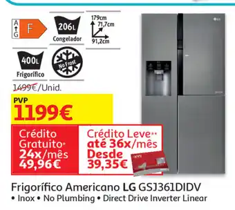 Auchan Frigorífico Americano LG GSJ361DIDV promoção