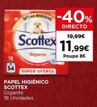 El Corte Inglés Papel higiênico scottex promoção
