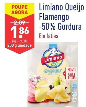 ALDI Limiano Queijo Flamengo -50% Gordoura 200g promoção